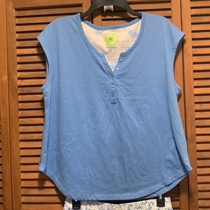 Gently used Petite Blue “White Orchid” PXL 2 pc Capri Jammies